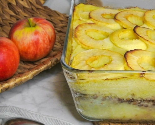 Vegetarische ovenschotel met zuurkool en appel