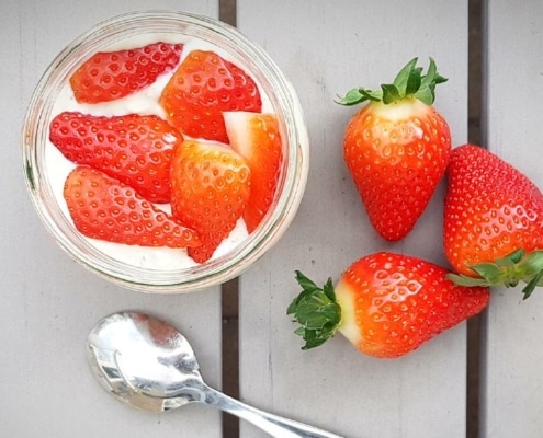 Overnight oats met aardbeien