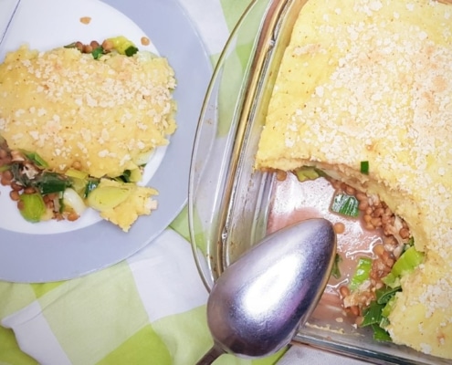 Preischotel met linzen en walnoten