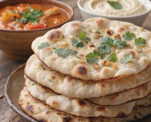 Vegan naan met knoflook en koriander recept