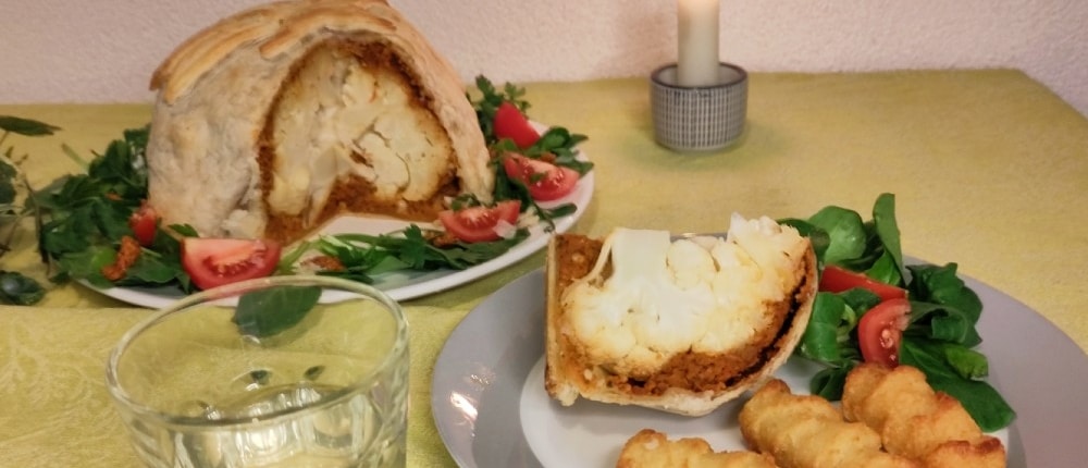 Bloemkool in de oven met bladerdeeg