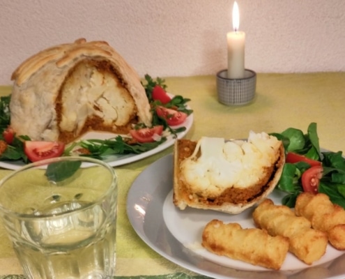 Bloemkool in de oven met bladerdeeg