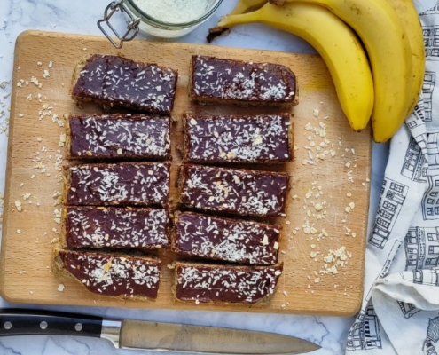 6 favoriete plantaardige ontbijtjes bananenrepen met chocolade