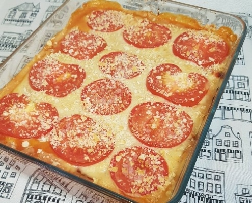 Vegetarische lasagne van koolrabi met linzen