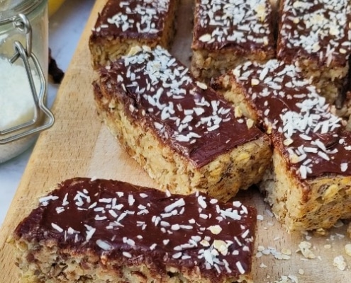 bananen-ontbijtrepen-met-chocolade-close Heerlijke gezonde ontbijtrepen van bananen