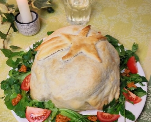 Bloemkool in bladerdeeg in de oven