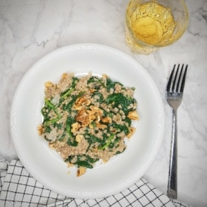 boekweit risotto met spinazie en walnoten