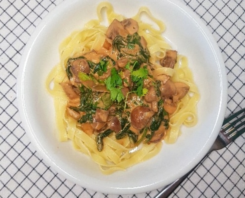 champignon stroganoff met spinazie