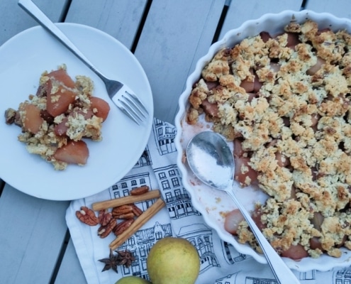 Stoofperen kruimel met pecannoten