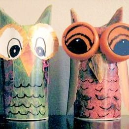 Toffe herfstknutsels van gerecycled materiaal uiltjes