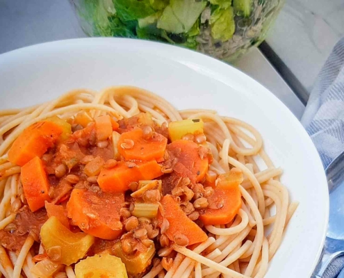 Vega pasta bolognese met linzen