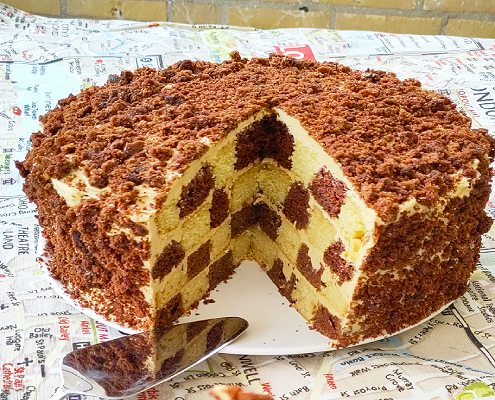 plantaardige schaakbord taart close plantaardige schaakbord taart