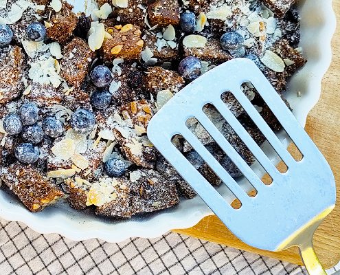 Verspillingsvrije broodpudding van oud brood