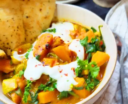 curry met zoete aardappel en spinazie recept