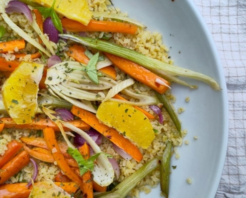 Bulgur met geroosterde venkel en wortel