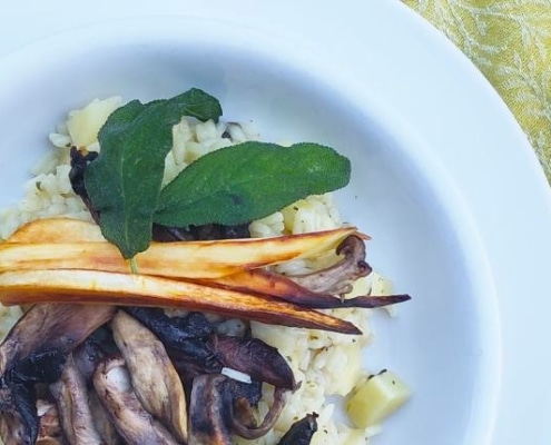 Risotto met pastinaak en gemengde paddenstoelen