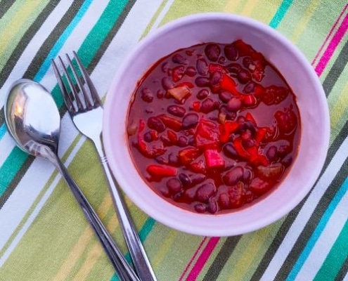 Zwarte bonen chili met koffie