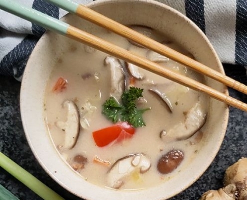 Plantaardige Thom Kha Kai soep recept