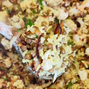 mujadara met geroosterde bloemkool