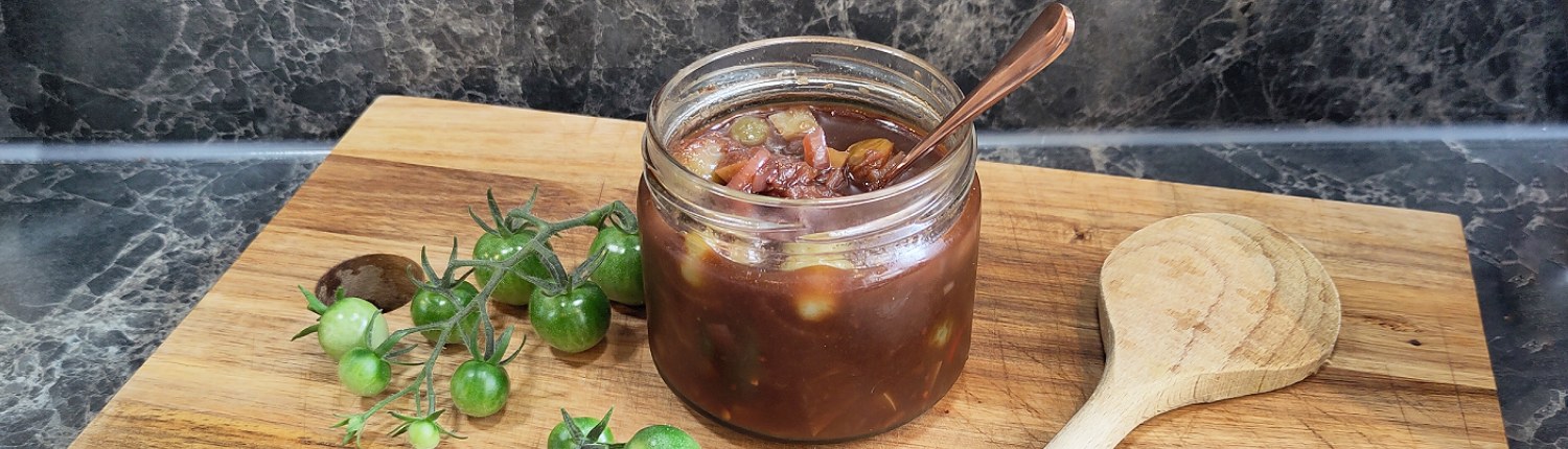 pittige groene tomaten chutney