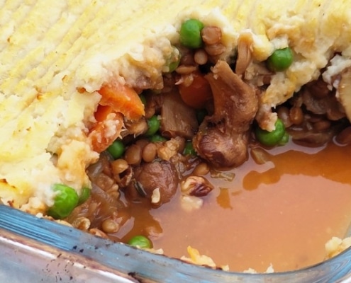vegetarische cottage pie met champignons en knolselderij