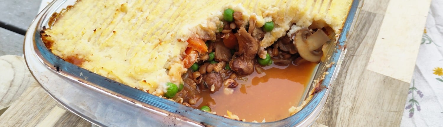 vegetarische cottage pie met champignons en knolselderij