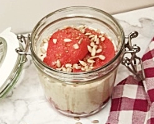 overnight oats met chai stoofpeer