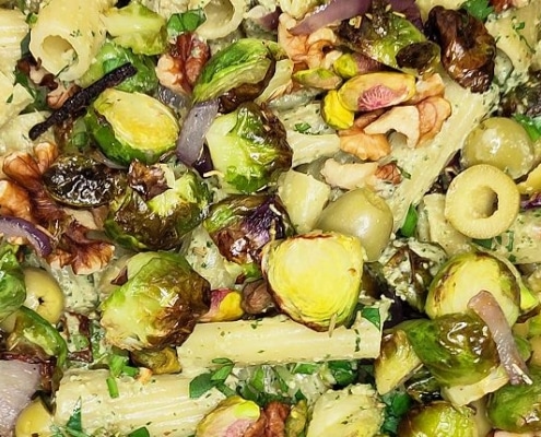 pasta met geroosterde spruiten recept