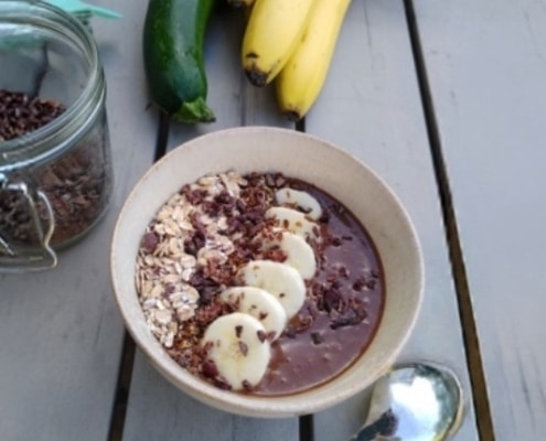 chocolade smoothie met banaan en courgette