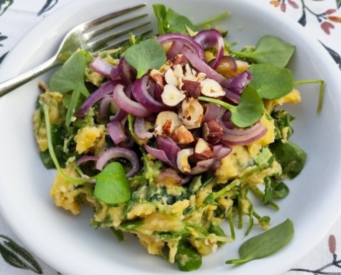 Winterpostelein stamppot met rode pesto Winterpostelein stamppot met rode pesto