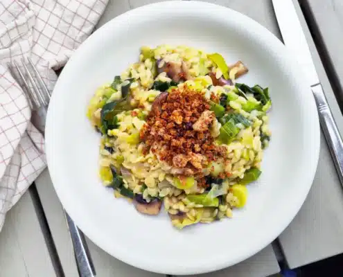 snelle plantaardige recepten orzo met prei